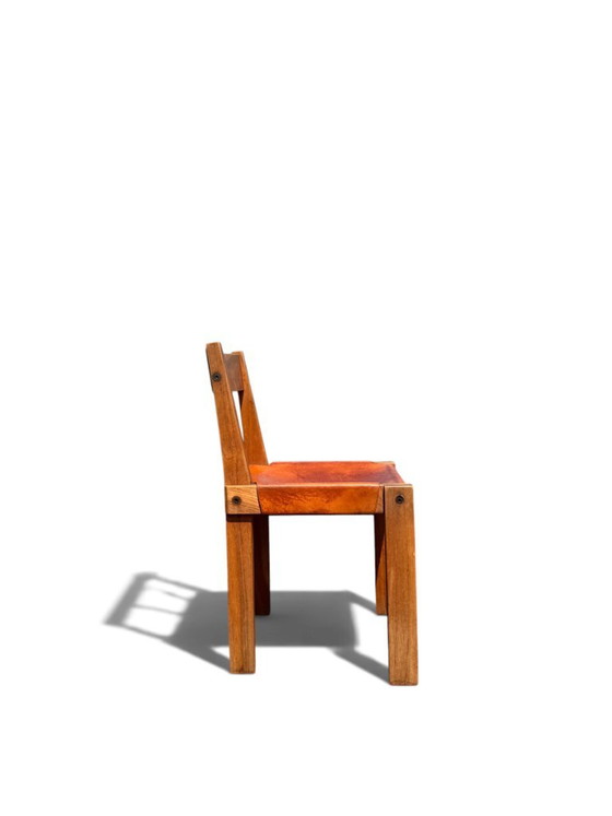 Authentic Pierre Chapo S24 Brutalist Chair - Solid Elm & Leather – Dining chairs (photo 2 of 16)