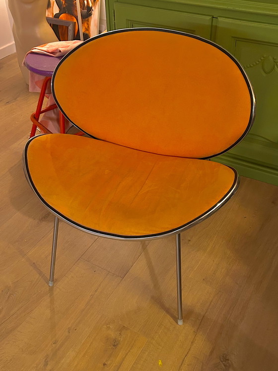 Image 1 of Poltrona di design italiano anni '70 in velluto cromato