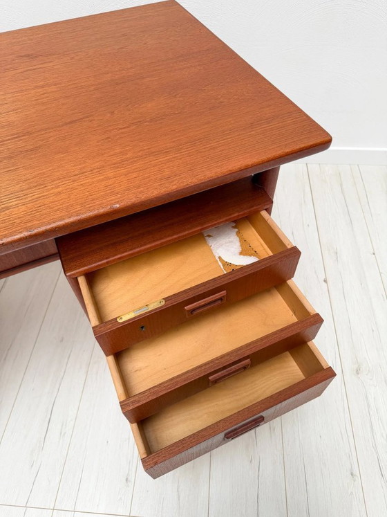 Image 1 of Vintage Danish Teak Executive Desk, Mid-Century Modern Writing Desk, 1960s
