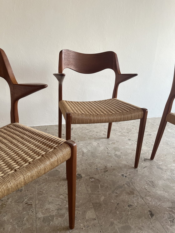 Image 1 of 5x Original "Niels Otto Møller Model 55" Armchair Teak Paper Cord J.L. Møllers!!