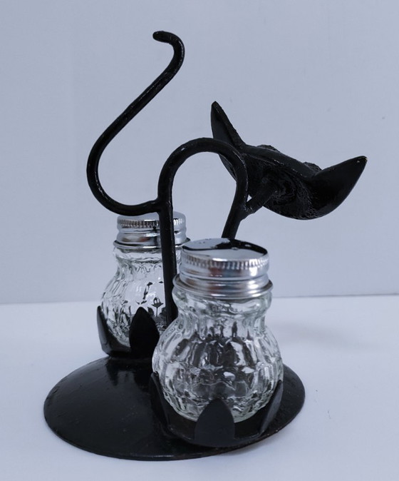 Image 1 of Set di saliera e pepiera a forma di gatto degli anni '60