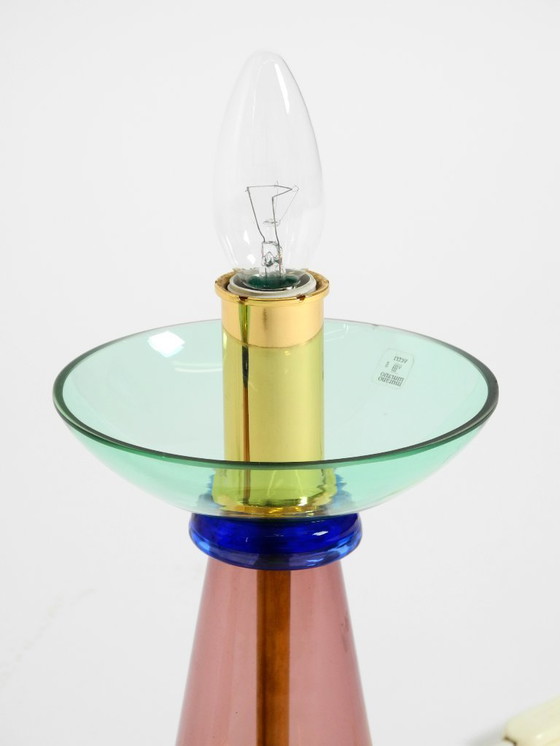 Image 1 of Deux lampes de table rares en verre de Murano italien des années 1980, au design Memphis postmoderne | Vetri Murano