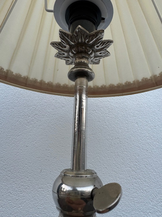Lampada a cremagliera in metallo argentato anni '60, Lampade da tavolo (foto 9 di 15)