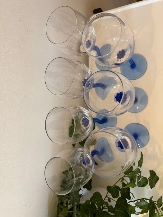 Wine glasses with blue wavy foot – Glass & Decanter, Vintage (photo 7 of 7)