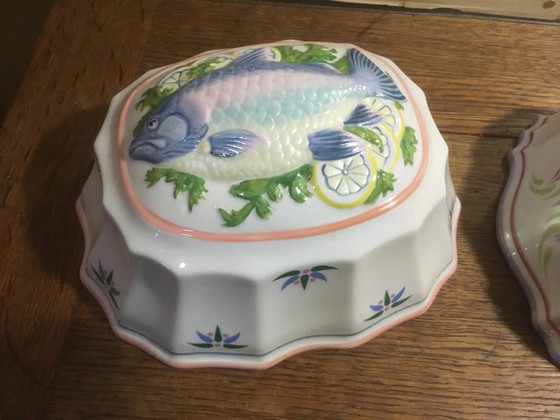Decorative jelly mold "the blue cord" – Storage cabinet, Porcelain, Vintage (photo 4 of 13)