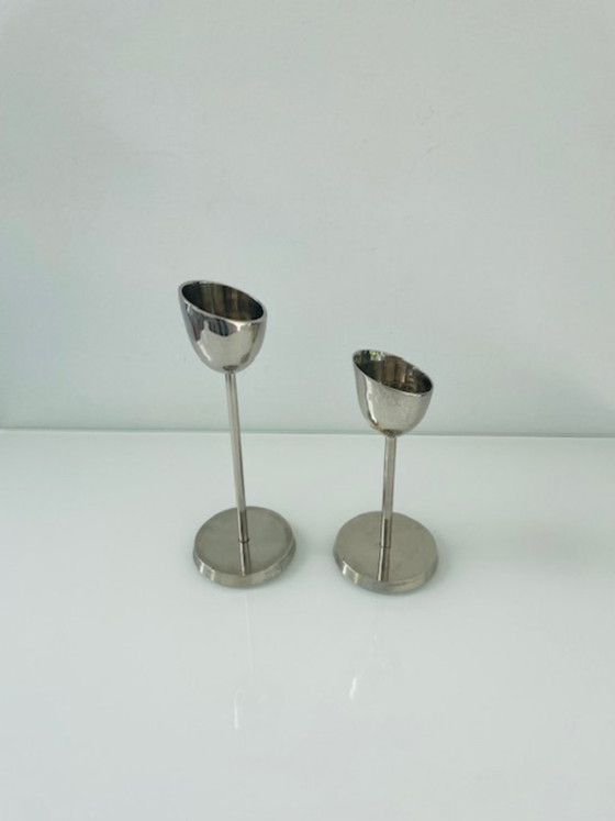 Image 1 of Set di 2 candelieri in acciaio, design moderno