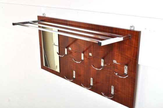 Image 1 of Vintage wall coat rack with mirror 60s