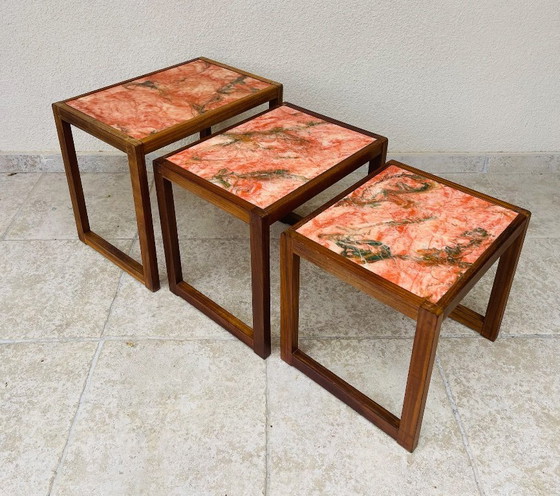 Image 1 of Set of 3 Scandinavian nesting tables in teak, 1960
