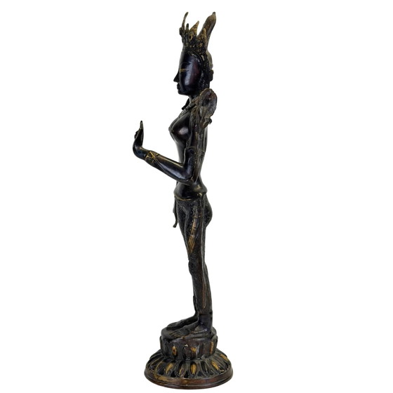 Antigua Tara Verde de Bronce Nepalí - Arte Newar - Valle de Katmandú - Siglo XIX - 68.5 cm – Esculturas (photo 11 of 11)