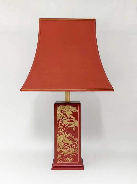 Chinoiserie Table Lamp Claude Mahey – Textile, Vintage (photo 3 of 15)
