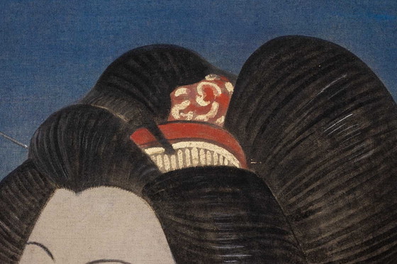 Image 1 of Toile Peinte Représentant un Personnage de Style Asiatique. Contemporain.