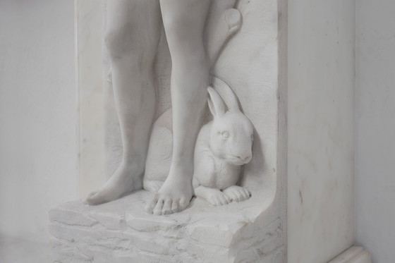 Image 1 of French Carrara Marble Fireplace with Adam and Eve Decoration