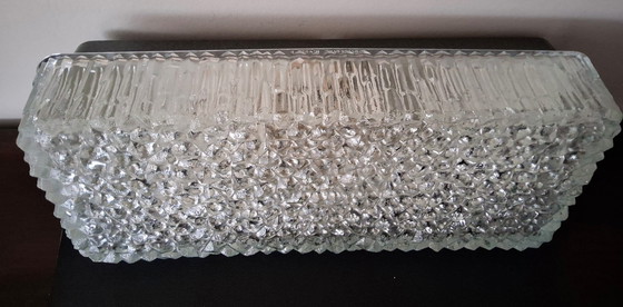 Image 1 of Rectangular ceiling lamp/wall lamp of cut glass, 1960s