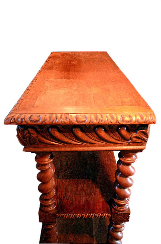 Console, desserte ou petit buffet en chêne, époque 1900, style Louis XIII – Wood (photo 9 of 13)