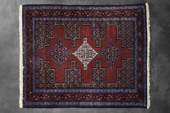 Image 1 of Vintage Hand-Woven Middle Eastern Oriental Senneh Rug, 1960s