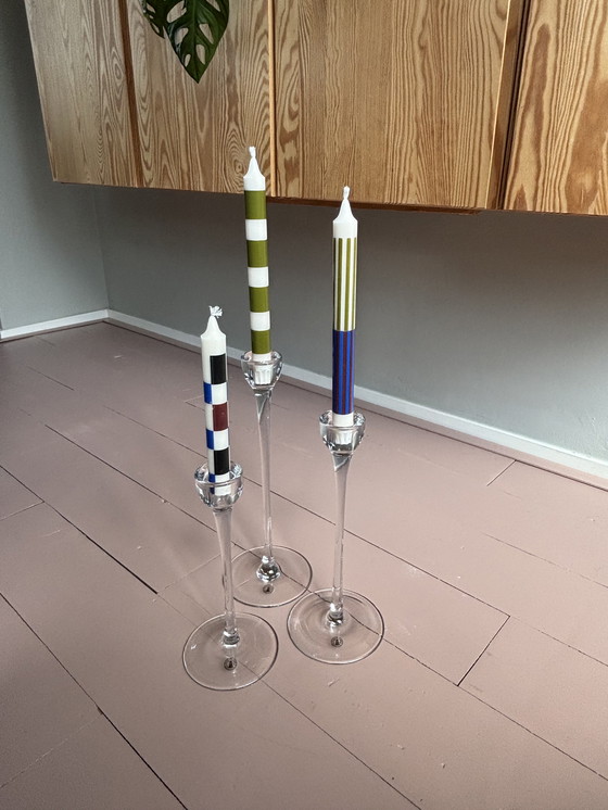 Image 1 of Juego de 3 candelabros de cristal, IKEA Blomster