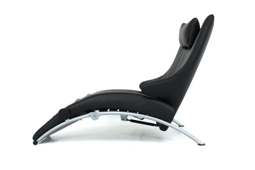as new WK Wohnen multi functional Relax Chair / Sessel SOLO by Prof. Heiliger, Leather with silver Frame, org. price 2.616 Euro