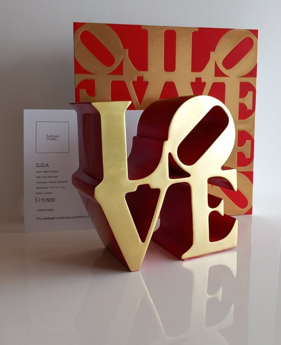 Image 1 of Robert Indiana - Scultura Amore - Rosso e oro
