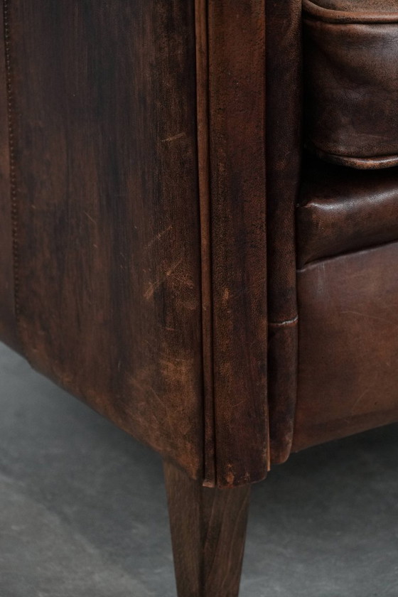 Image 1 of Mooie vintage schapenleren fauteuil/armchair met warme kleuren