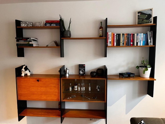 Image 1 of Sistema a parete vintage scandinavo con bar - design anni '60