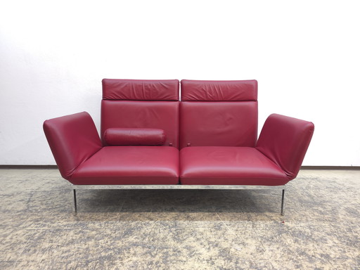 Divano funzionale Brühl Roro, divano letto in pelle, divano rosso