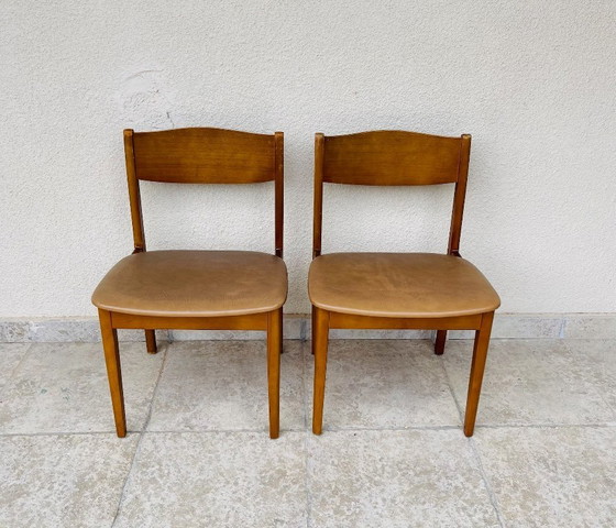 Image 1 of Paire de chaises vintage en bois et skaï, 1960