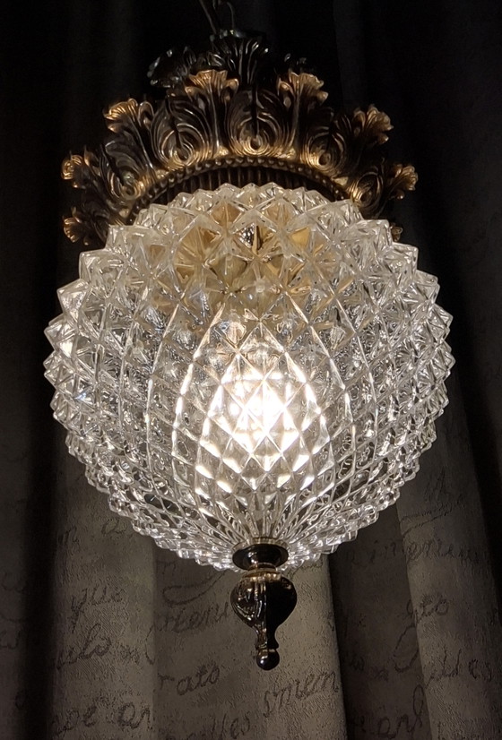 Suspension ananas style Hollywood Regency par Massive J 60/70 – Glass, Metal (photo 7 of 12)