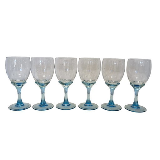 Luminarc France wijnglazen met blauwe voet
