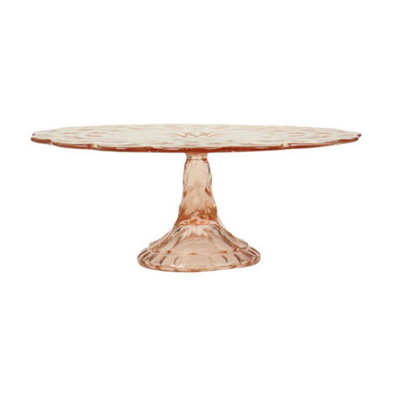 Image 1 of Pink Cake Stand Art Deco Diamond Pattern