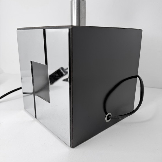 Image 1 of Vintage Cube Lampe - Holz & Metall - Art Deco - 1960
