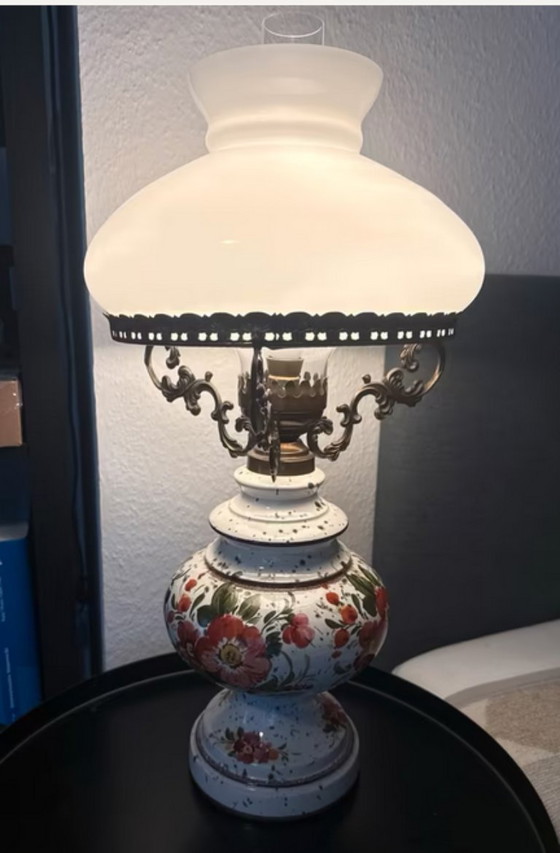 Image 1 of Majolica kerosene lamp style