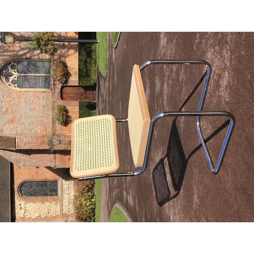 Pair of vintage b32 cesca Marcel Breuer beechwood chairs Italy