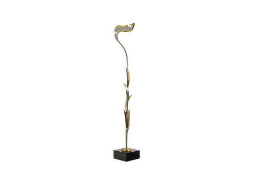 Maison Honoré. Golden brass floor lamp. Circa 1970.