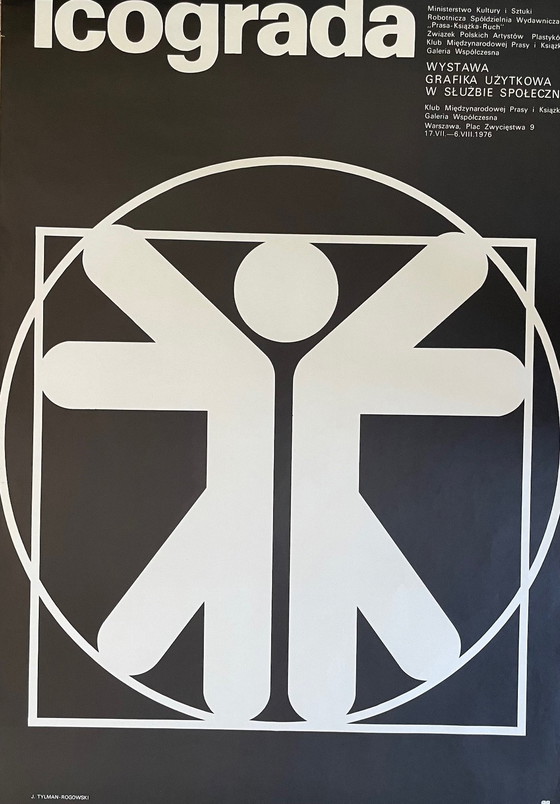 Image 1 of J.Tylman, Icograda, 1976, affiche d'exposition originale d'époque