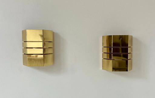 Pair of vintage sconces, brass, France 1970