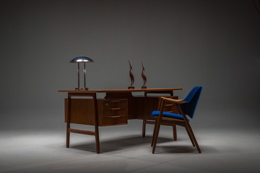 Model 75 Teak Desk by Gunni Omann for Omann Jun Furniture Factory, 1960s