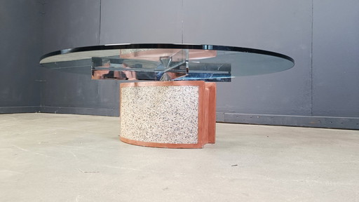 Giorgio Saporiti Couchtisch aus lackiertem Beton und Glas von Saporiti Italia