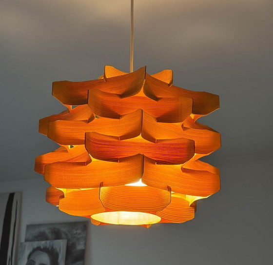 Image 1 of  Mid-Century Wooden Pendant Lamp by Hans-Agne Jakobsson, Sweden, 1970s