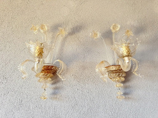 Vintage pair of Murano wall lights
