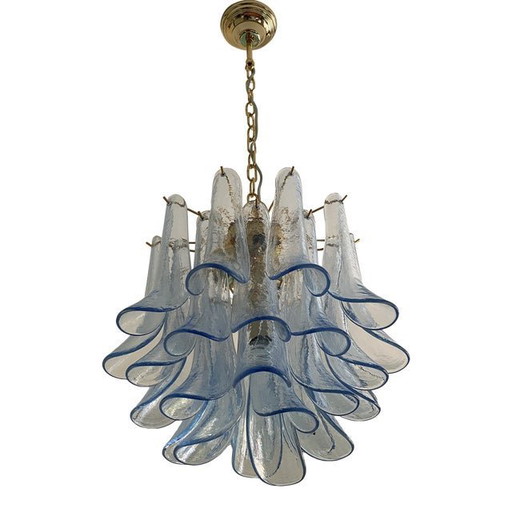 Lámpara de araña contemporánea de cristal de Murano azul “Selle”