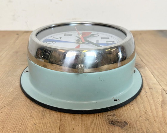 Image 1 of Vintage blauwe Hanil maritieme wandklok, jaren 80