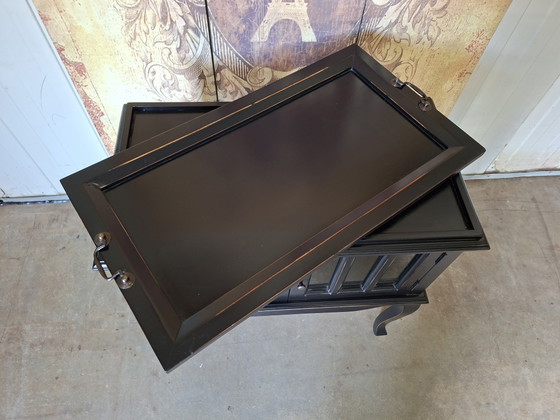 Image 1 of Oriental tea cabinet, display cabinet, whiskey bar, wine cabinet with removable tray, dimensions 62x41cm and 76cm high