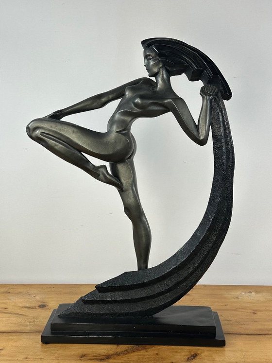 Image 1 of Regule statue "The Dancer with Drapery" signed A. Danel 1990