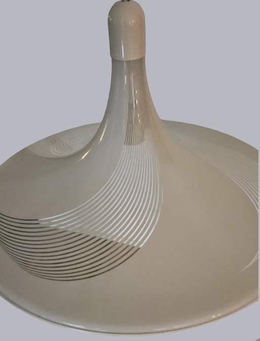 Grande lampada a sospensione vintage a forma di cappello da strega, 50 cm, stile Op Art anni '70, Belgio