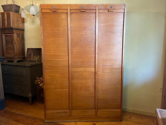 Roller Shutter Archive Music Cabinet, 3-Panel, 50s French – Storage cabinet, Wood (photo 20 of 20)