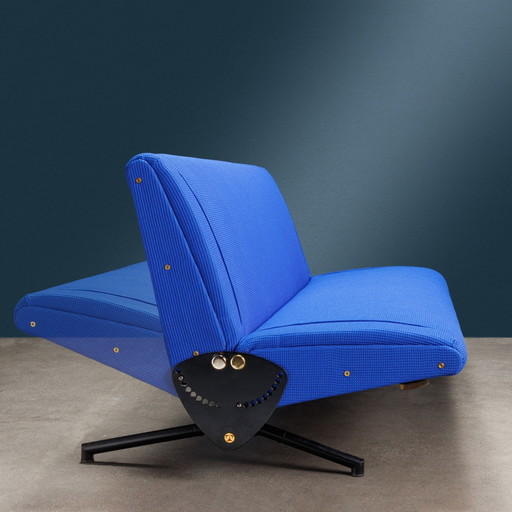 D70 sofa in metaal en blauwe stof van Osvaldo Borsani voor Tecno, 1954