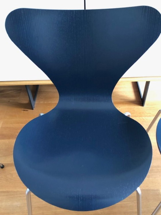 Image 1 of 4x Fritz Hanzen series 7 blue dining chairs
