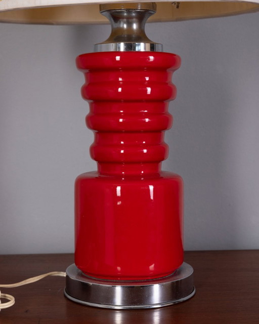 Lampe de table vintage en céramique rouge des années 70, design italien