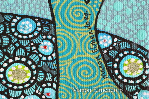 Unique Hand-painted Painting Arctic Fox New 18x24 cm