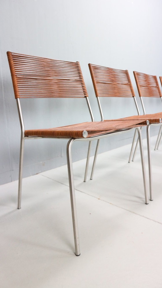 Image 1 of Satz von 6 Esszimmerstühlen "Miss B" von Tito Agnoli für Bonacina, Italien